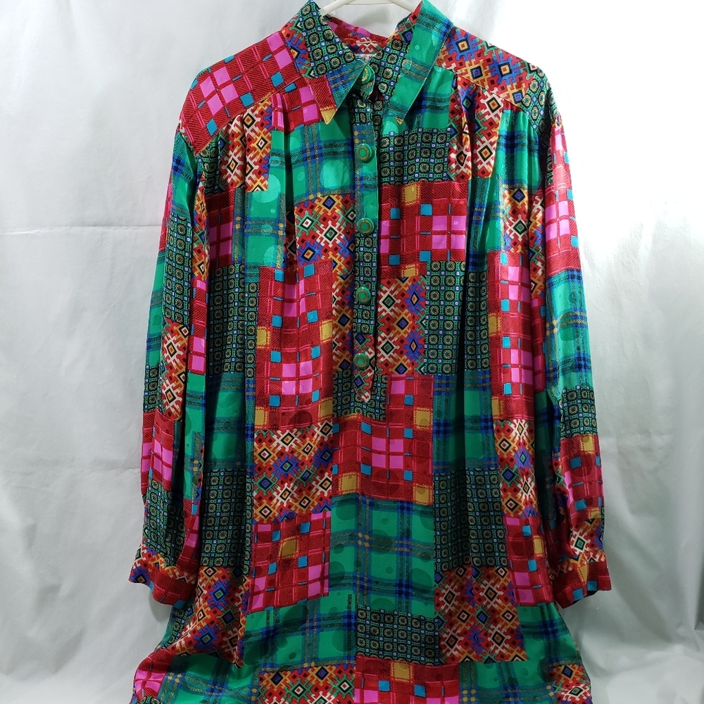 Vintage Anne Crimmins for UMI Silk Shirt Dress